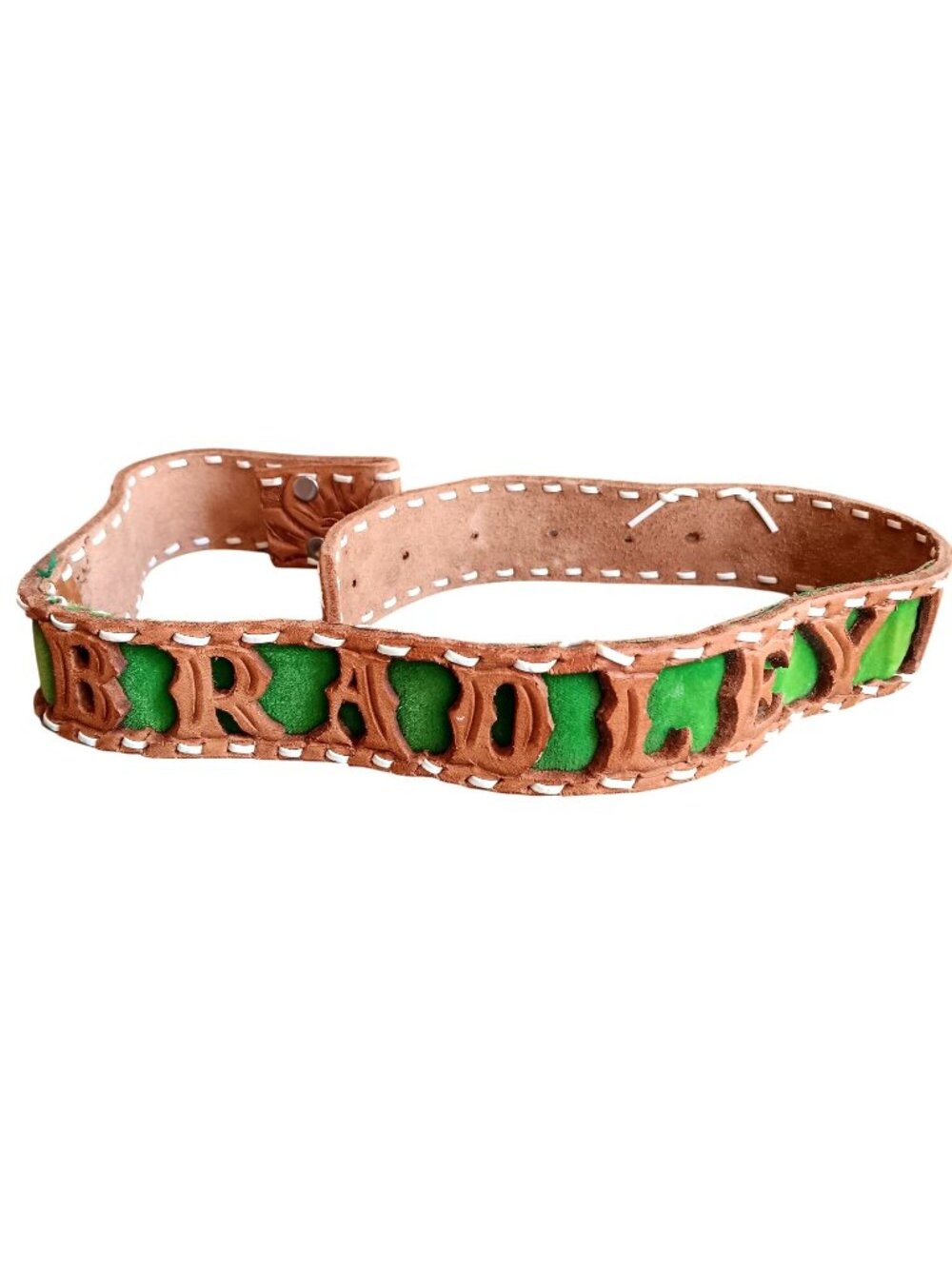 True Vintage Belt 29 30 Small "BRADLEY" INLAY 1970s Cowboy Western Monogram USA